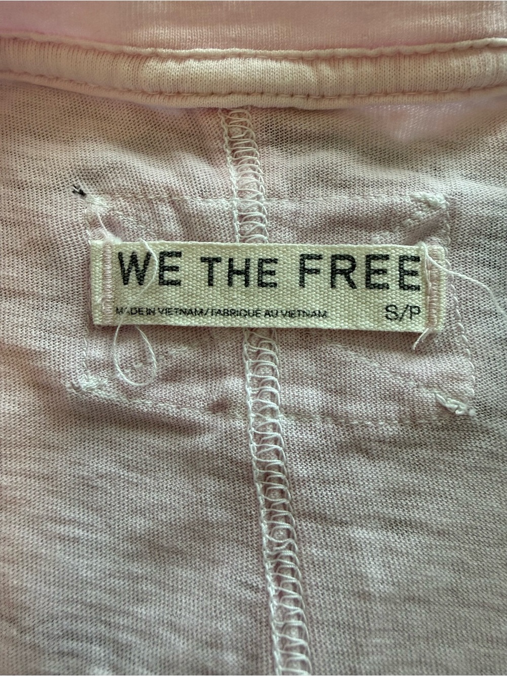 We The Free Pink Raw Seam Slub Tee Exposed Seams Short Sleeve Small - Picture 3 of 7